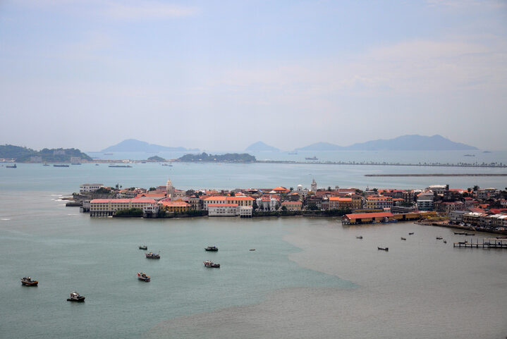 Casco Viejo and Amador Causeway from the air