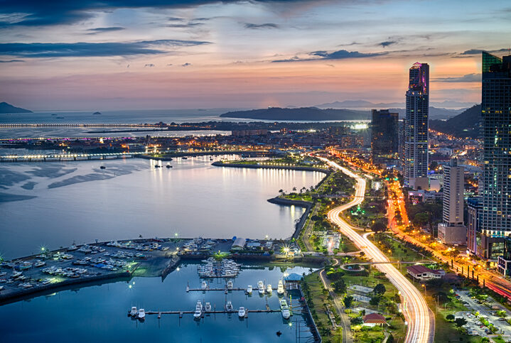 Avenida Balboa at Dusk in Panama City, Panama