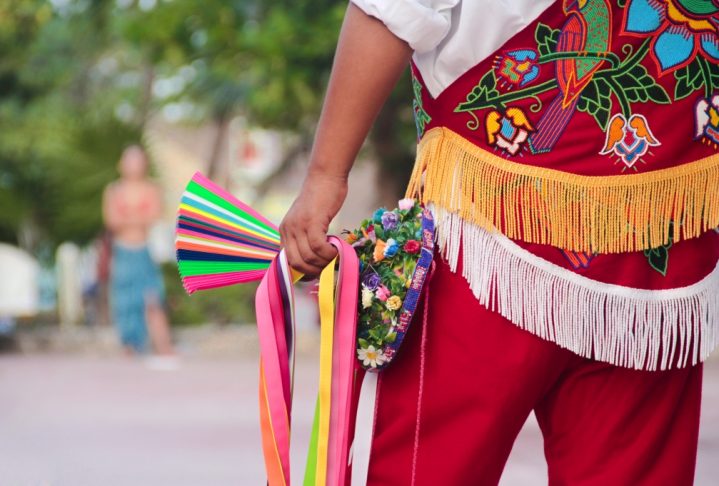 Costume details of a papantla flye